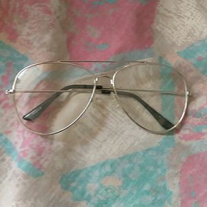 Silver clear frame aviators